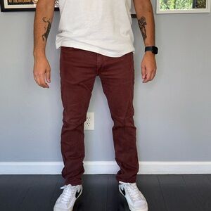 Levis 511 Premium Collection Jeans. Size 34x32 in Burgundy/Rust